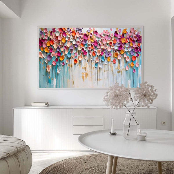 Large Acrylic Colorful Textured Flower picture Original Flowers Wall Art Modern Floral Painting On Canvas