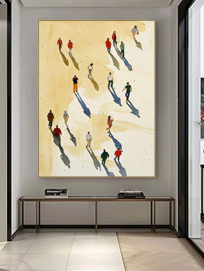 Modern People And Beach Wall Art Impressionism Ocean Abstract Large Original Oil Painting On Canvas Home Decor