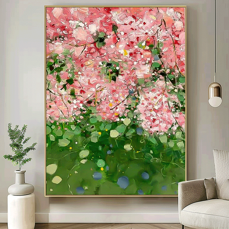 Original Modern Pink Flower Artwork Abstract Hand Painted Oil Painting On Canvas Large Floral Wall Art Home Decor