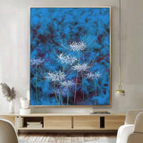 Original Modern Equinox Flower Artwork Abstract Hand Painted Oil Painting On Canvas Blue Floral Wall Art Home Decor