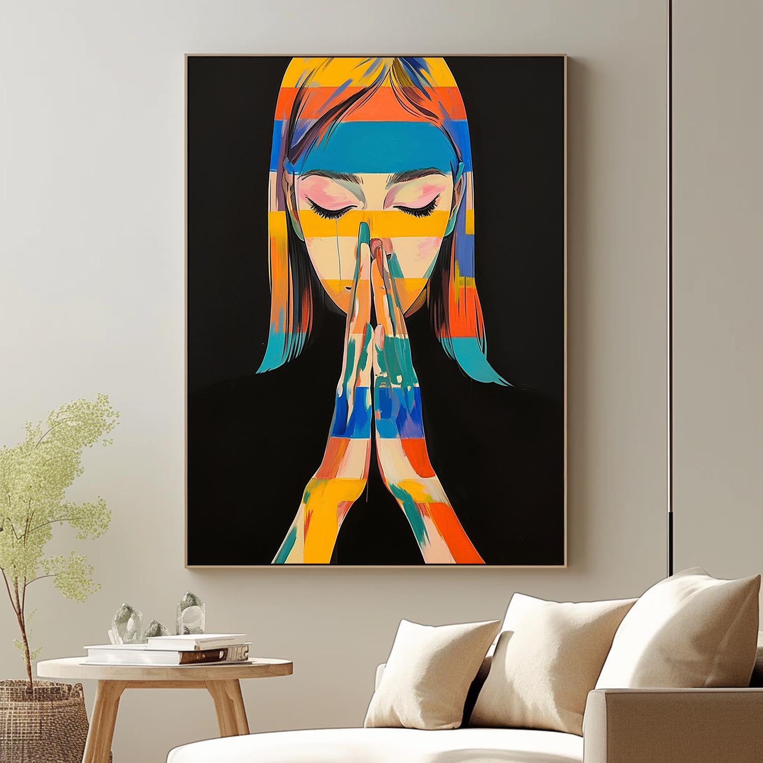 Woman Face Figurative Texture Portrait Large Beauty Lady Wall Art Original Beautiful Girl Painting Canvas Fashion Home Decor