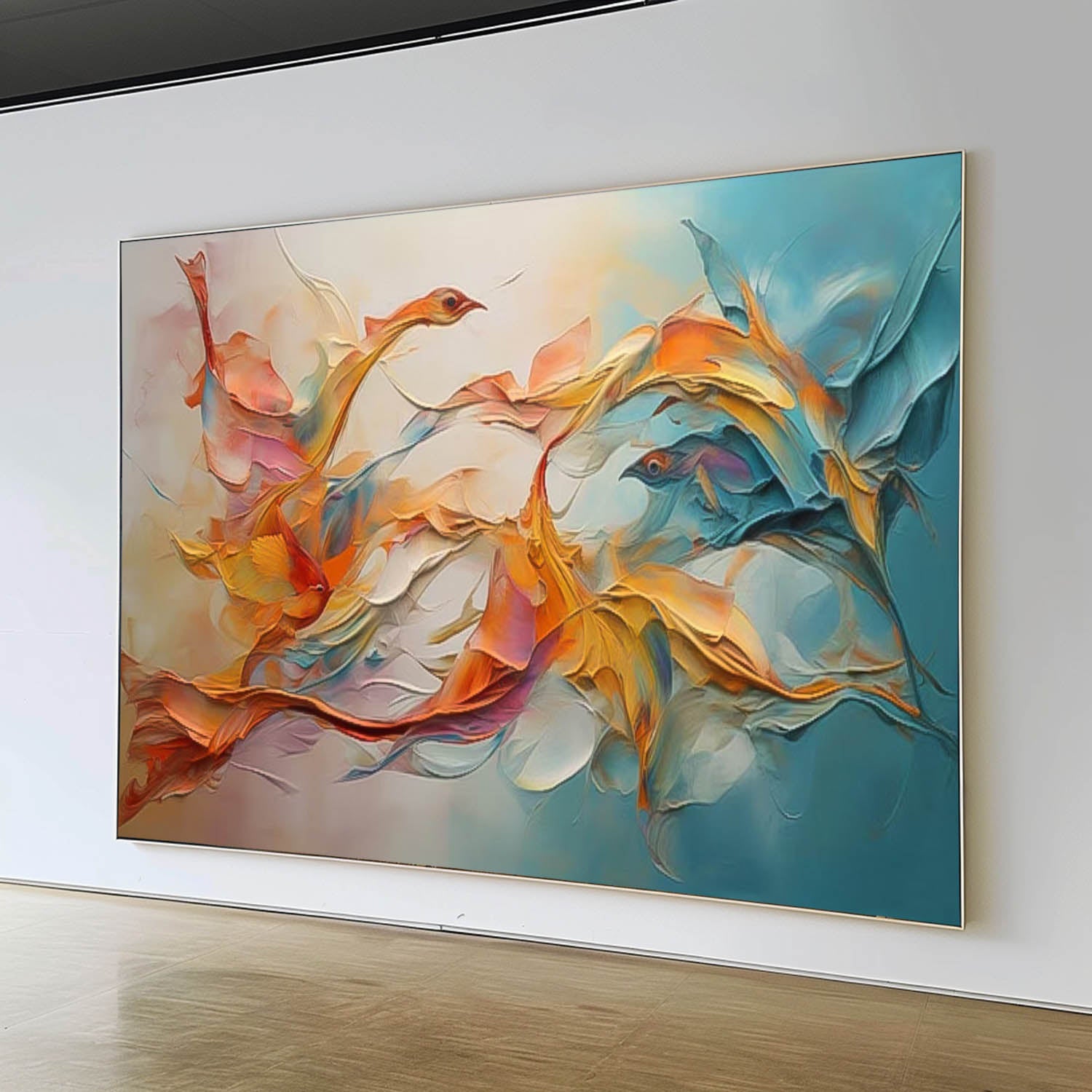 Large Texture Original Abstract Phoenix Wall Art Vibrant Color Abstract Bird Paintings Online Contemporary Artwork