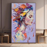 Original Wall Art Abstract beautiful Lady Painting Colorful Face Artwork Large Portrait Painting Home Decor