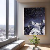 Abstract Snow Mountain At Night Modern Wall Art Acrylic Painting Large Landscape Oil Painting On Canvas Home Decor
