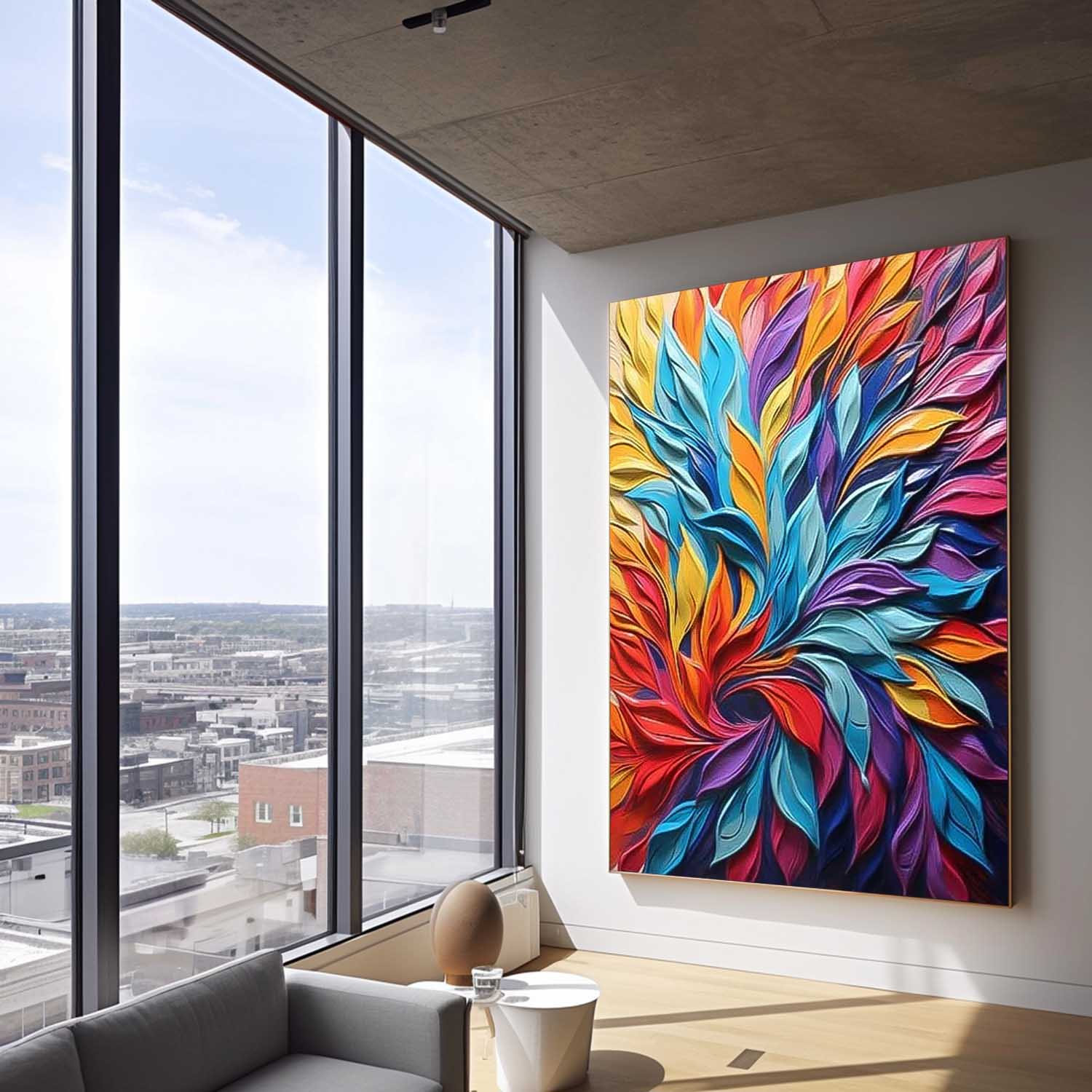 Large Modern Acrylic Painting On Canvas Colorful Texture Abstract Oil Painting Original Petal Artwork