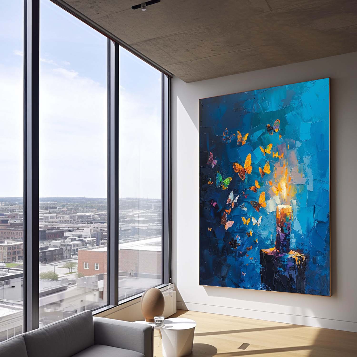 Abstract Still Life Painting Butterfly By Candlelight Acrylic Painting On Canvas Original Artwork Decor