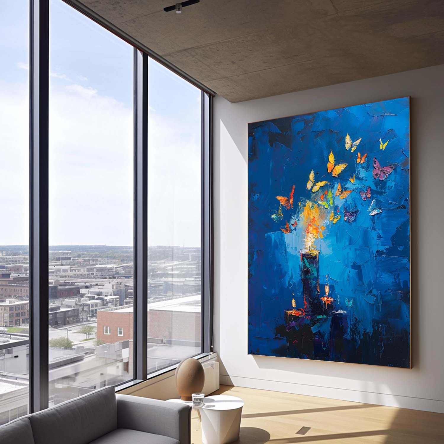 Butterfly By Candlelight Acrylic Painting On Canvas Abstract Still Life Painting Original Artwork Decor