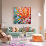 Original Texture Large Colorful Acrylic Painting Canvas Vibrant Colorful Abstract Flowers Oil Painting Modern Wall Art Home Decor