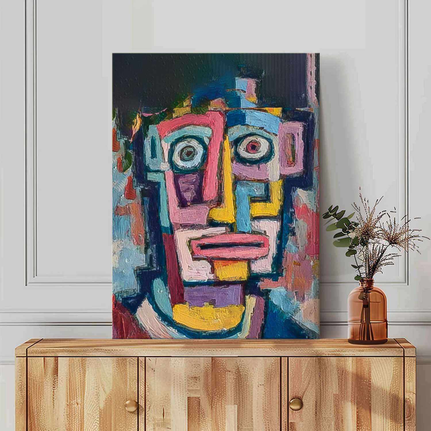 Large People Wall Art Color Abstract Portrait Oil Painting Canvas Original Humor Face Painting
