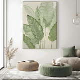 Contemporary Leaf Paintings Summer Painting Framed Large Thick Texture Abstract Green Leaf Paintings Wall Art