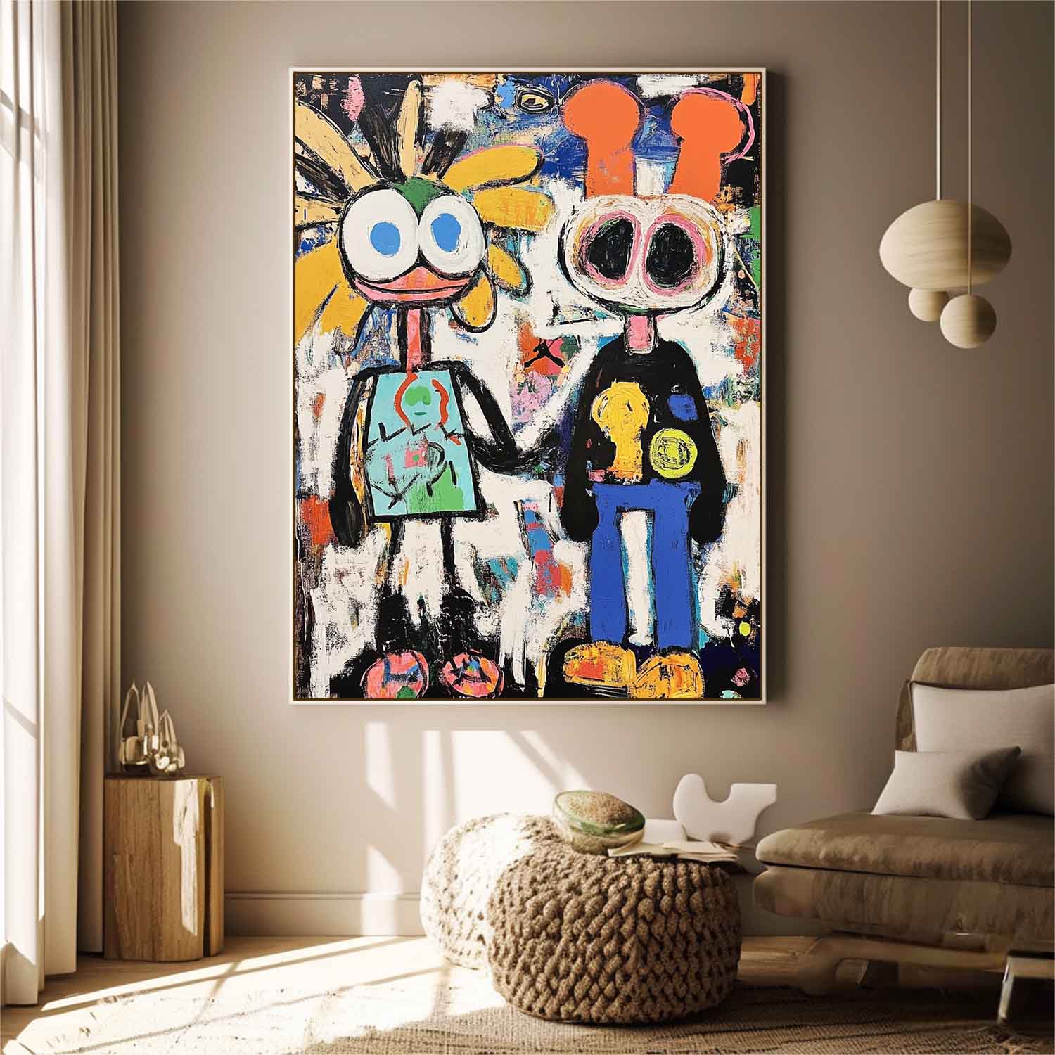 Abstract Cute Characters Painting Canvas Large Graffiti Cartoon Figure Wall Art Original Features Artwork