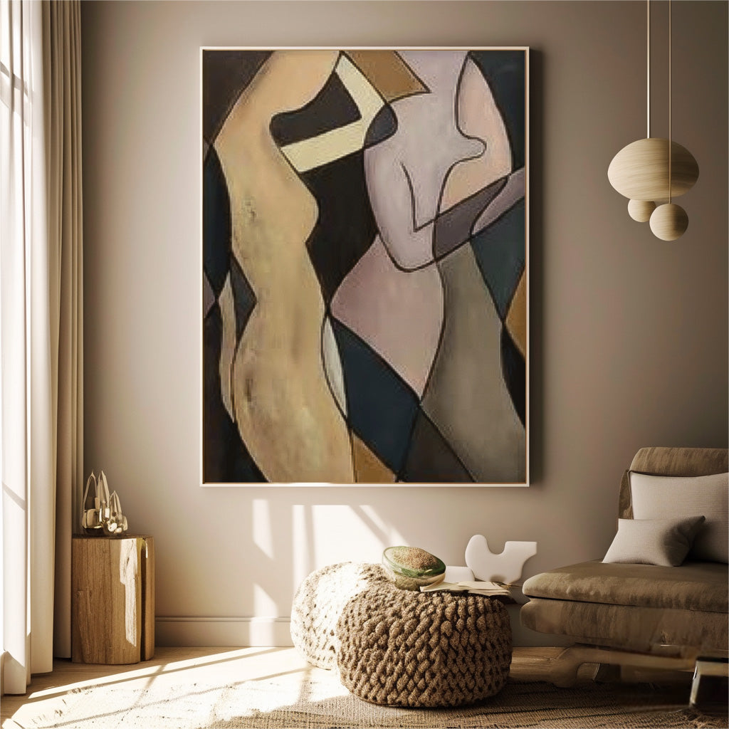 Modern Minimal Abstract Painting Figure Neutral Wall Decor Line Contemporary Gallery Wall Art For Living Room