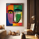 Expressive Abstract Faces Painting Original Colourful Bold Bright Artwork Modern Design New Art Wall Hanging