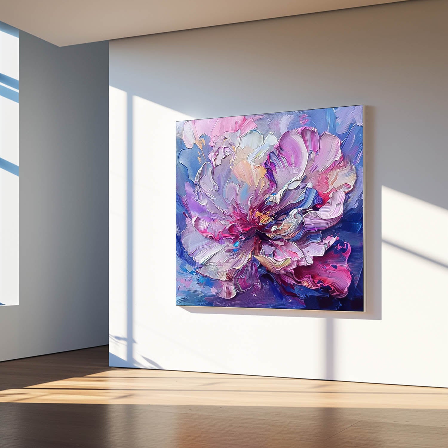 Purple Floral Acrylic Painting Cute Flowers Oil Painting On Canvas Contemporary Bohemian Decor Art For Sale