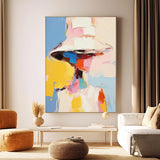 Bright Colors Texture Portrait Large Face Figurative Wall Art Original Painting Canvas For Living Room