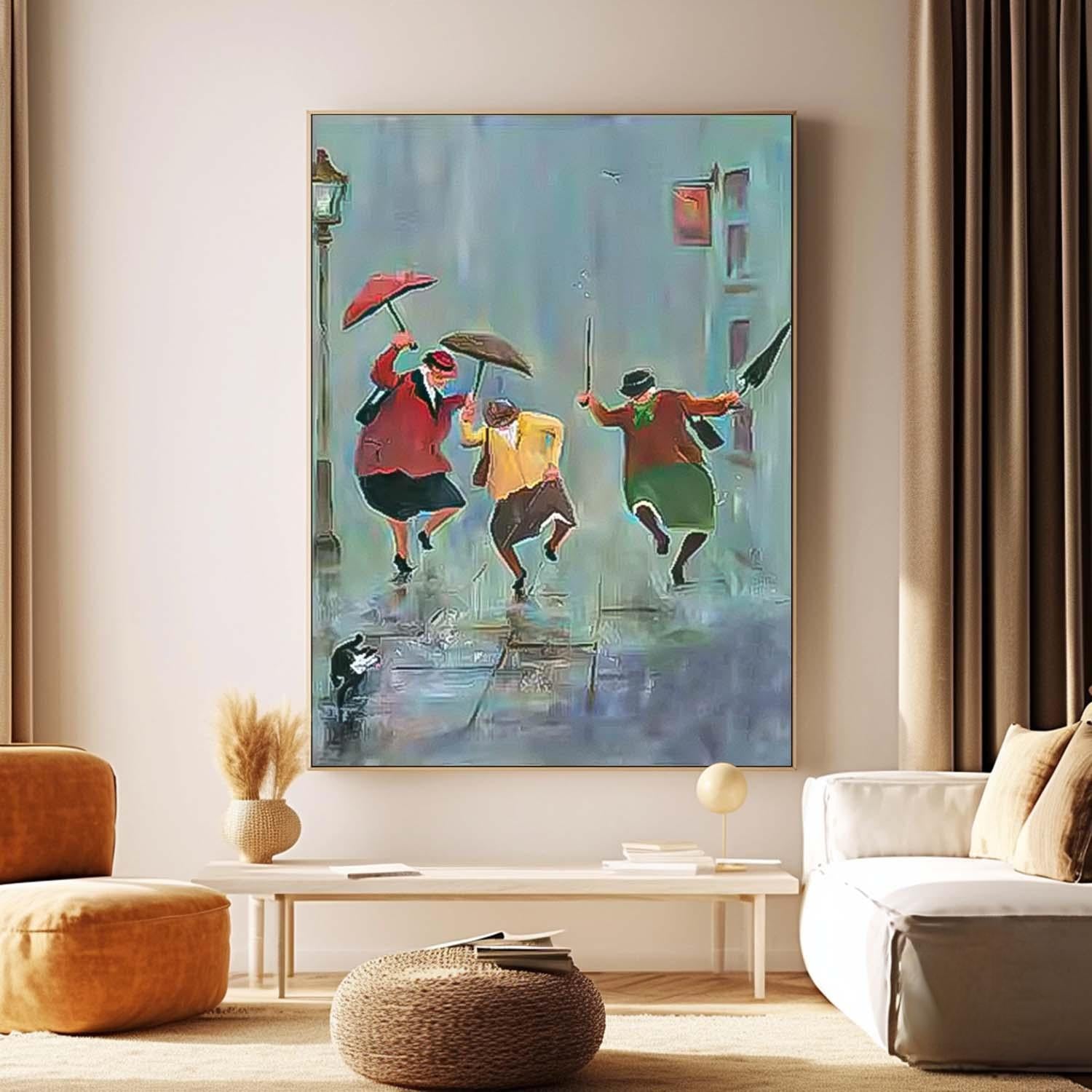 Handmade Canvas Painting Interesting Women Portrait Painting Face Art Original Humored Wall Art Decor