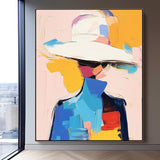 Large Face Figurative Wall Art Bright Colors Texture Portrait Original Painting Canvas For Living Room