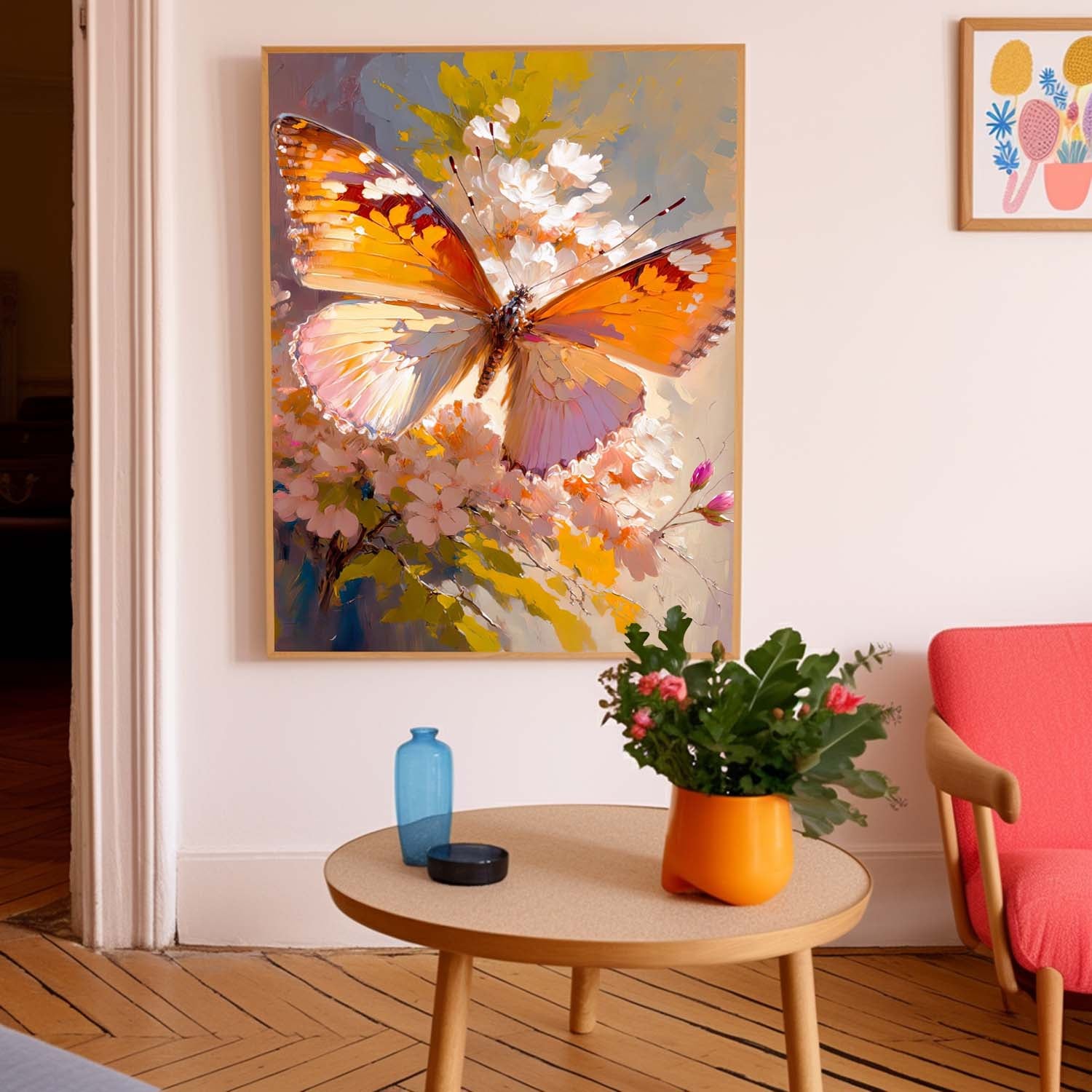 Bright Oil Painting Modern Texture Oil Painting Impressionist Butterfly Wall Art Original Artwork Decor