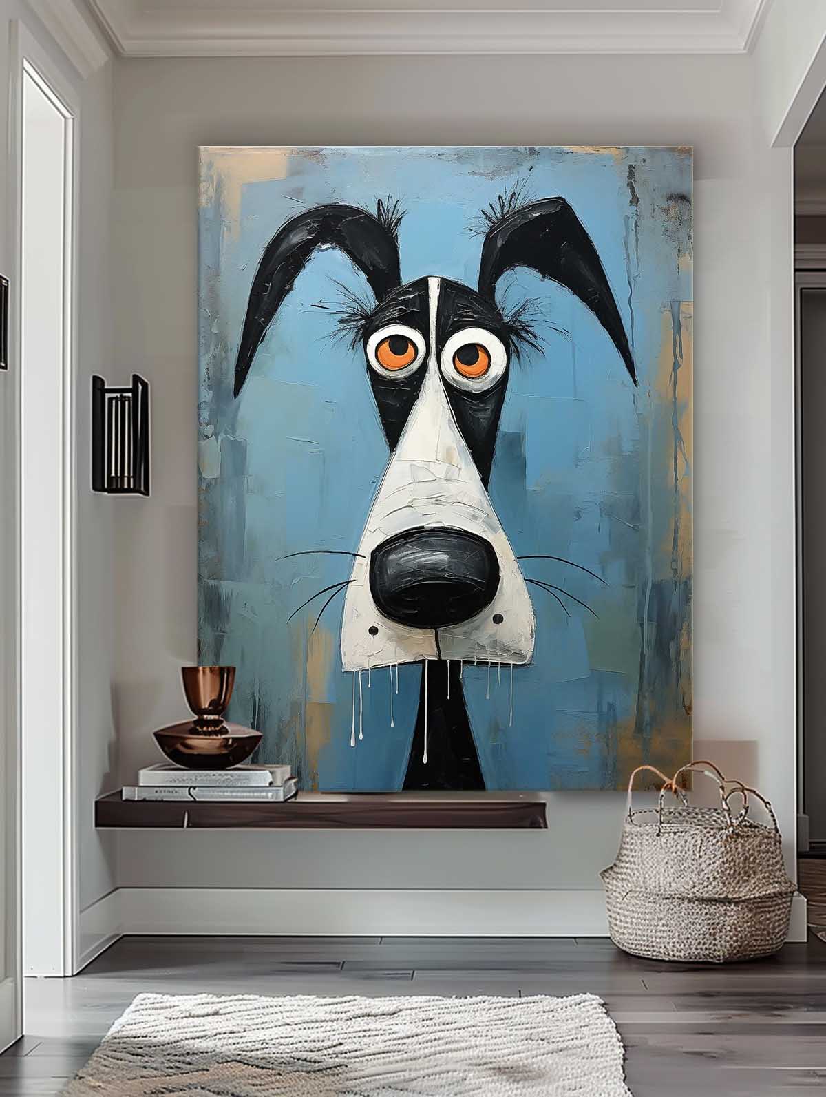 Large Puppy Artwork Abstract Lovely Dog Acrylic Painting Impressionism Animal Oil Painting Home Decor